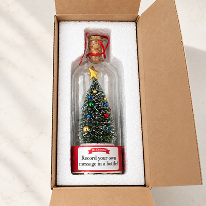 Christmas Message in a Bottle in its protective foam-lined shipping box